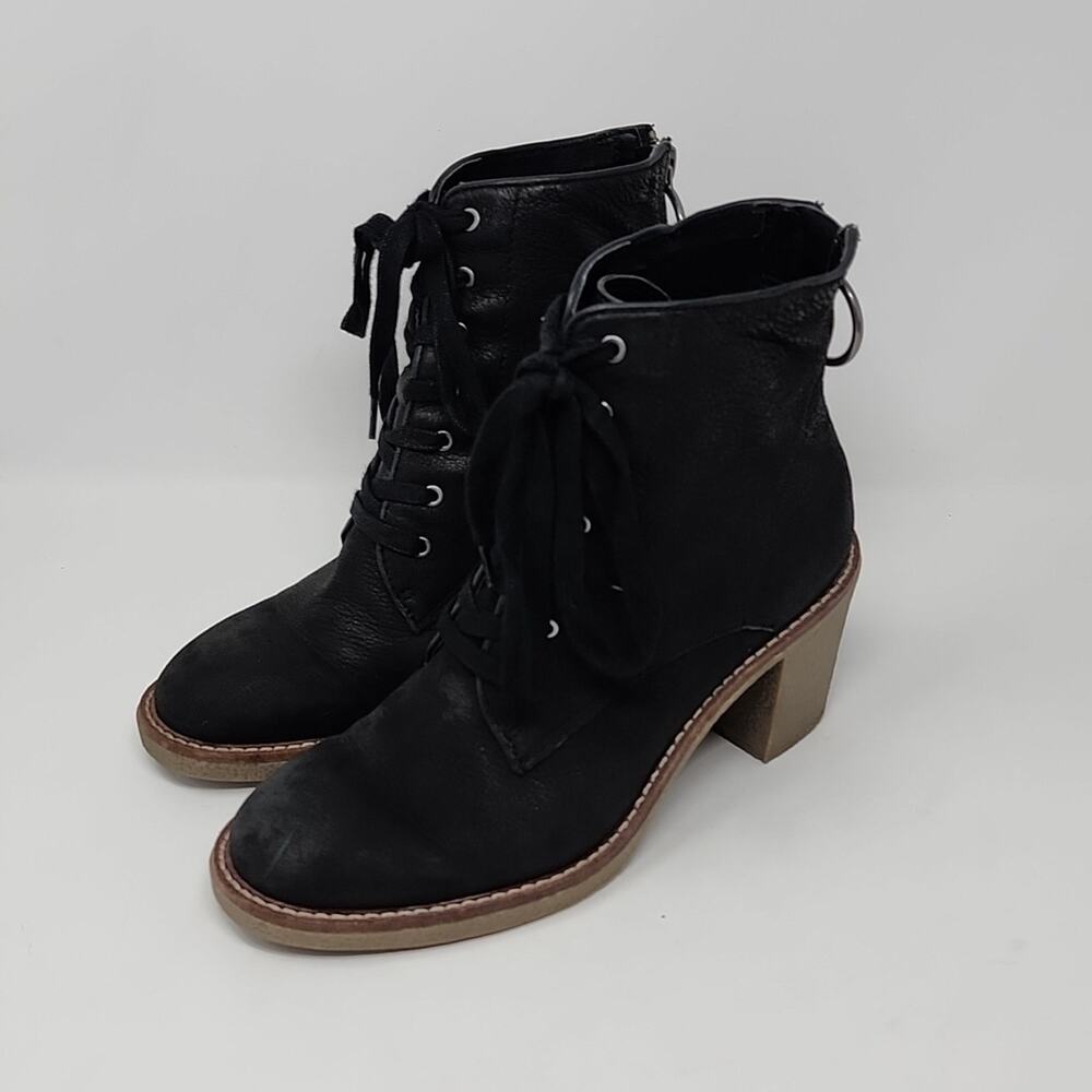 Lucky Brand Borelis Nubuck Leather Black Boots Size 7.5